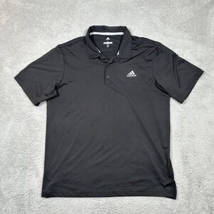 Adidas Golf Mens Large Black Short Sleeve Performance Polo Shirt Golf Breathable
